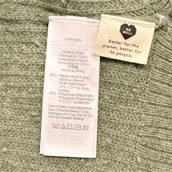 Madewell Lyle Merino Wool Blend Ribbed Henley Sweater Sage Green Medium - Picture 7 of 8